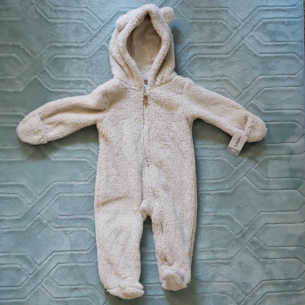 NWT Carter's Tan Sherpa Bear One-piece 9mos